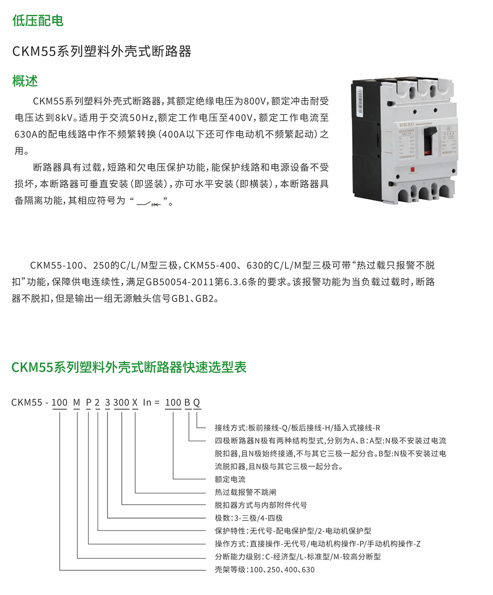 CKM55系列塑料外壳式断路器