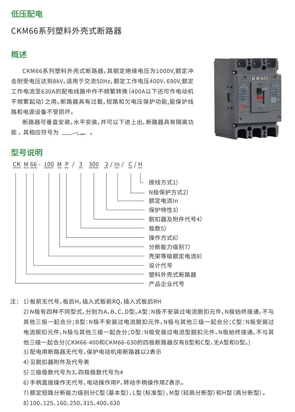 CKM66系列塑料外壳式断路器